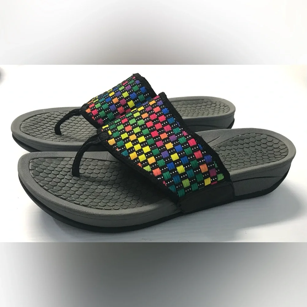 BareTraps Dasie Platform Rebound Sandals Black Bright Multi Size 9M